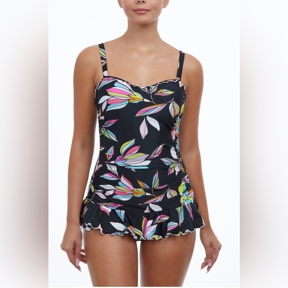 Profile By Gottex Other - Profile by Gottex BLACK MULTI Monaco One-Piece Swimdress USA 6D